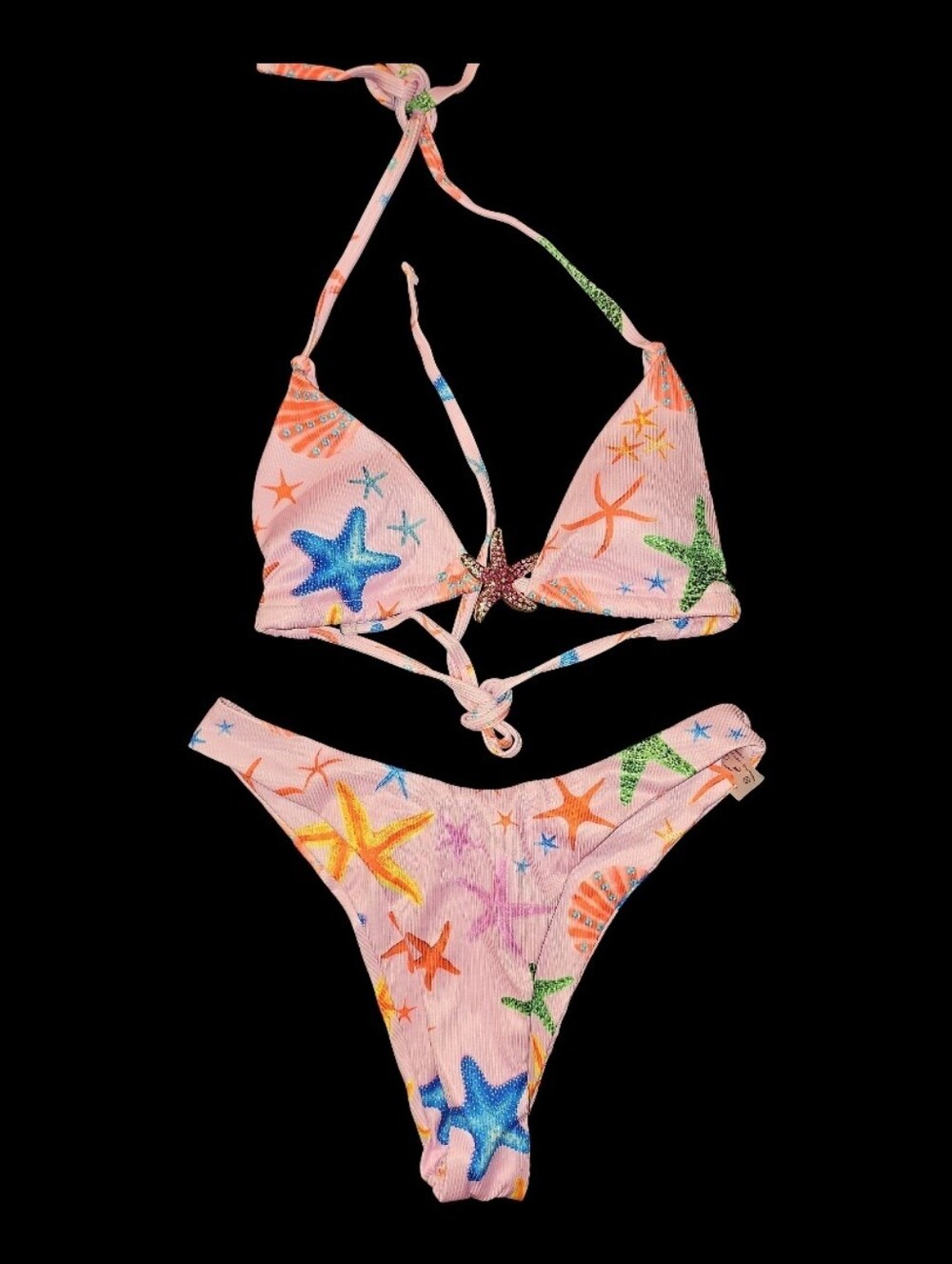 Nwt! 2-piece Rhinestone Starfish Bikini Swimsuit Set